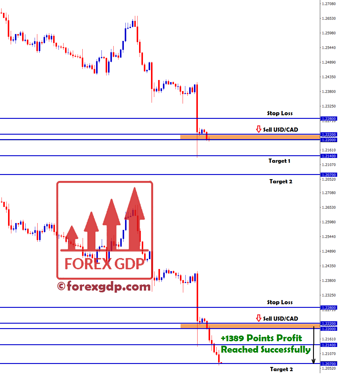 Sell USD CAD strategy reach 1389 points profit