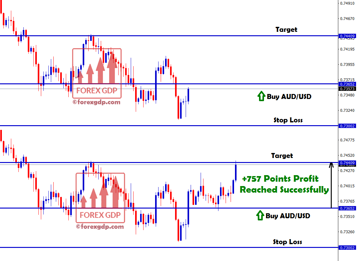 aud usd buy signal hits target with profit