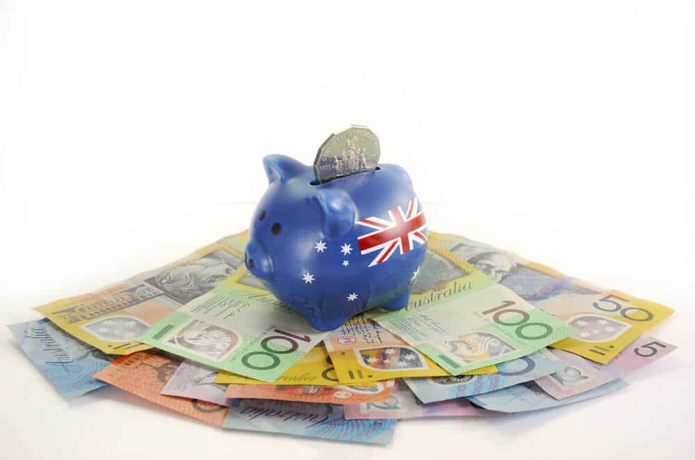Australian Currency AUD in a Piggy bank