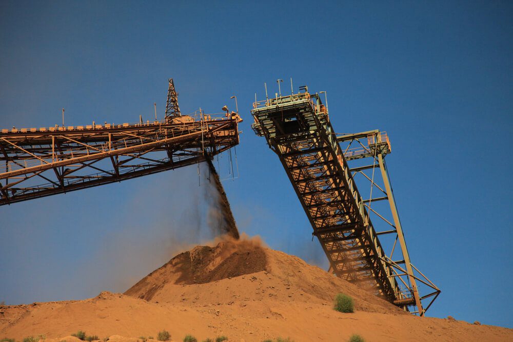 Iron Ore machinery and ore stockpile