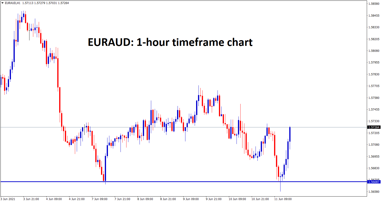 EURAUD formed a double bottom in the 1 hour timeframe chart