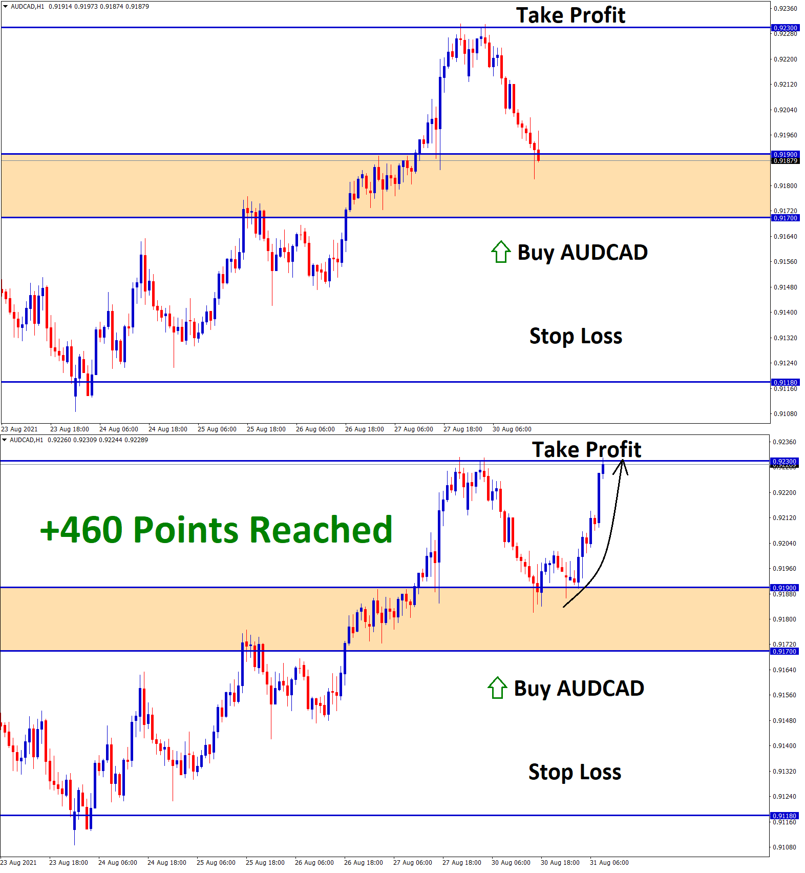 460 points in AUDCAD Aug30 T1 Aug31