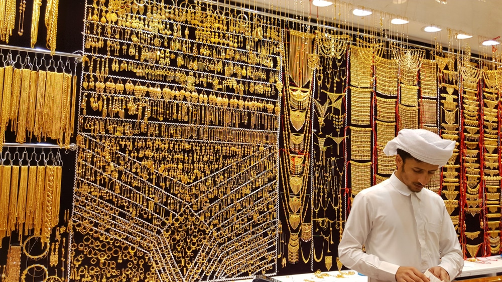 Gold on the famous Golden souk in Dubai Deira market
