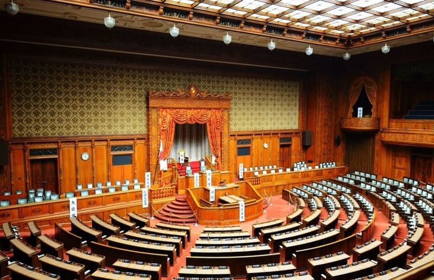 Japan The Sangiin part of the Japanese National Diet HouseIt is the upper house of the National Diet of Japan with 242 members