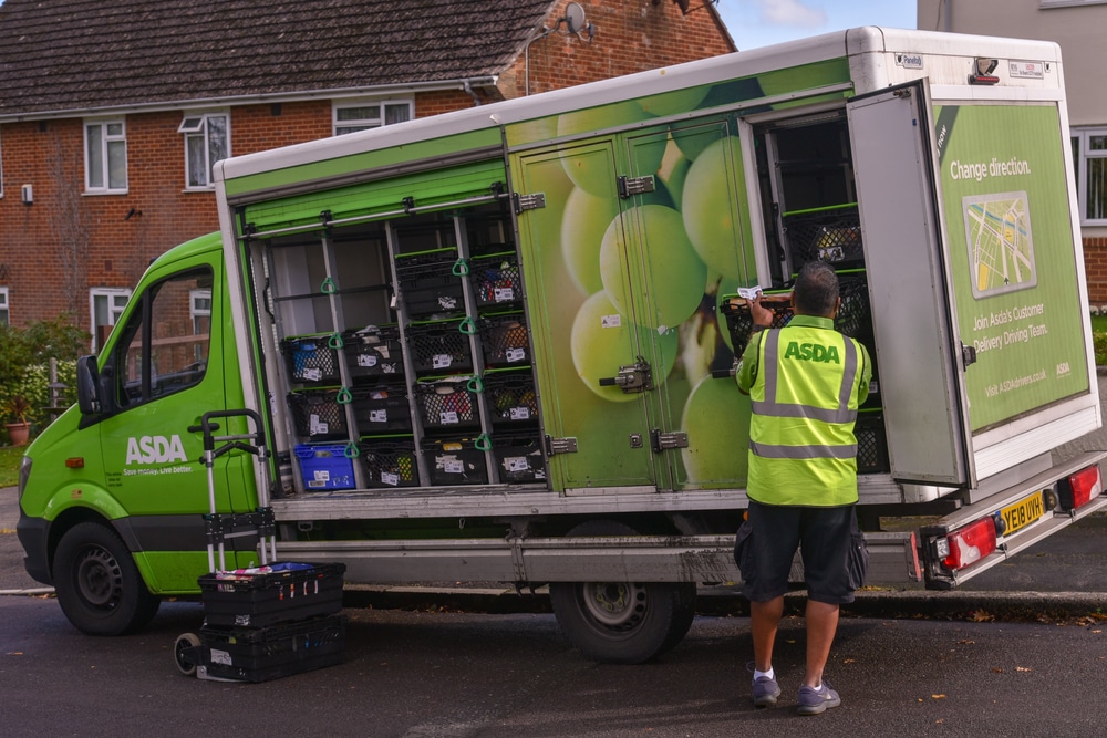 UK Bournemouth A driver of ASDA retailer gets groceries ready for delivery