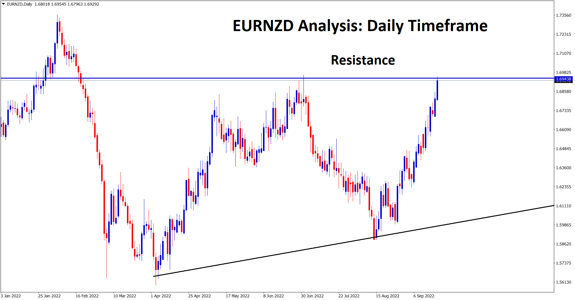 EURNZD at the resistance area in the daily timeframe