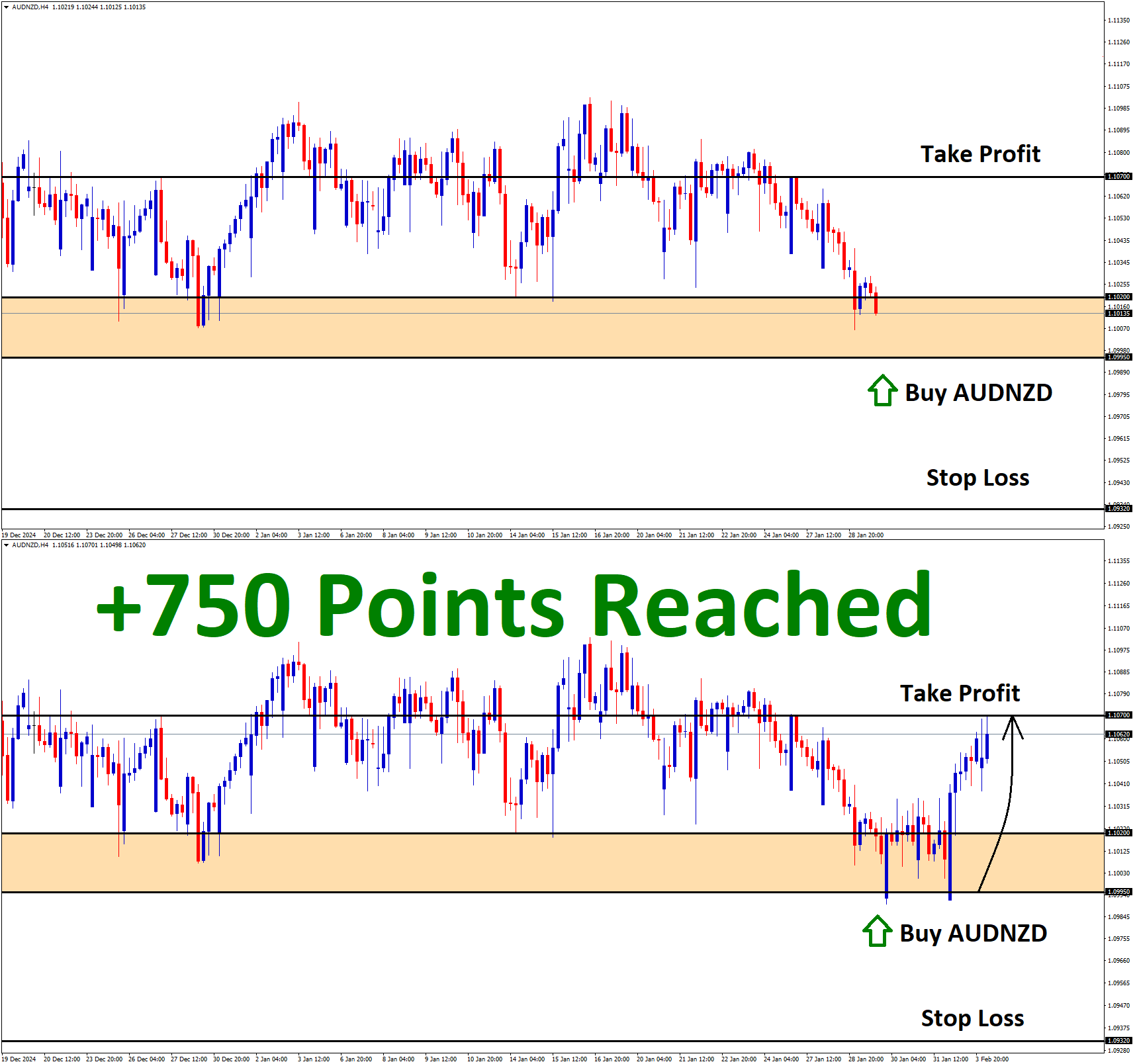 AUDNZD Jan'29 T1 Feb'04 +750 Points