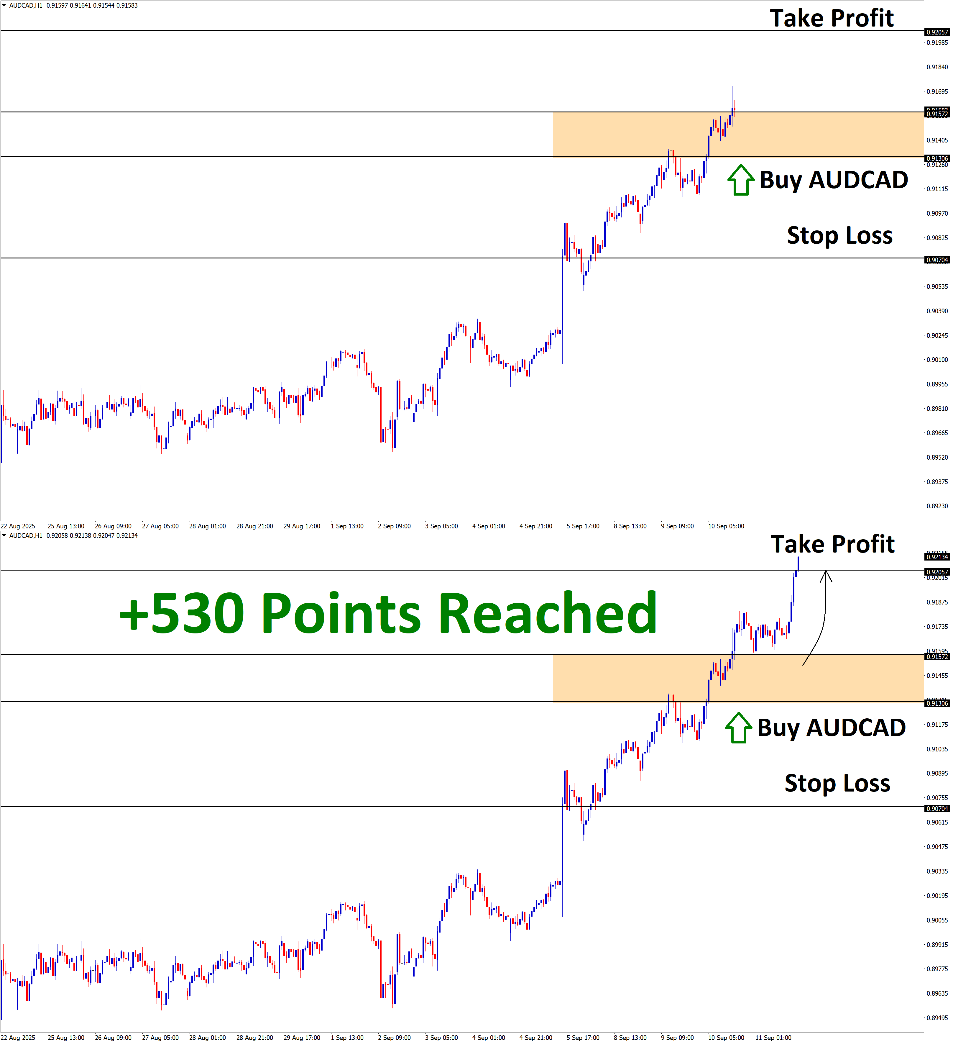 AUDCAD Sep'10 T1 Sep'11 +530 Points
