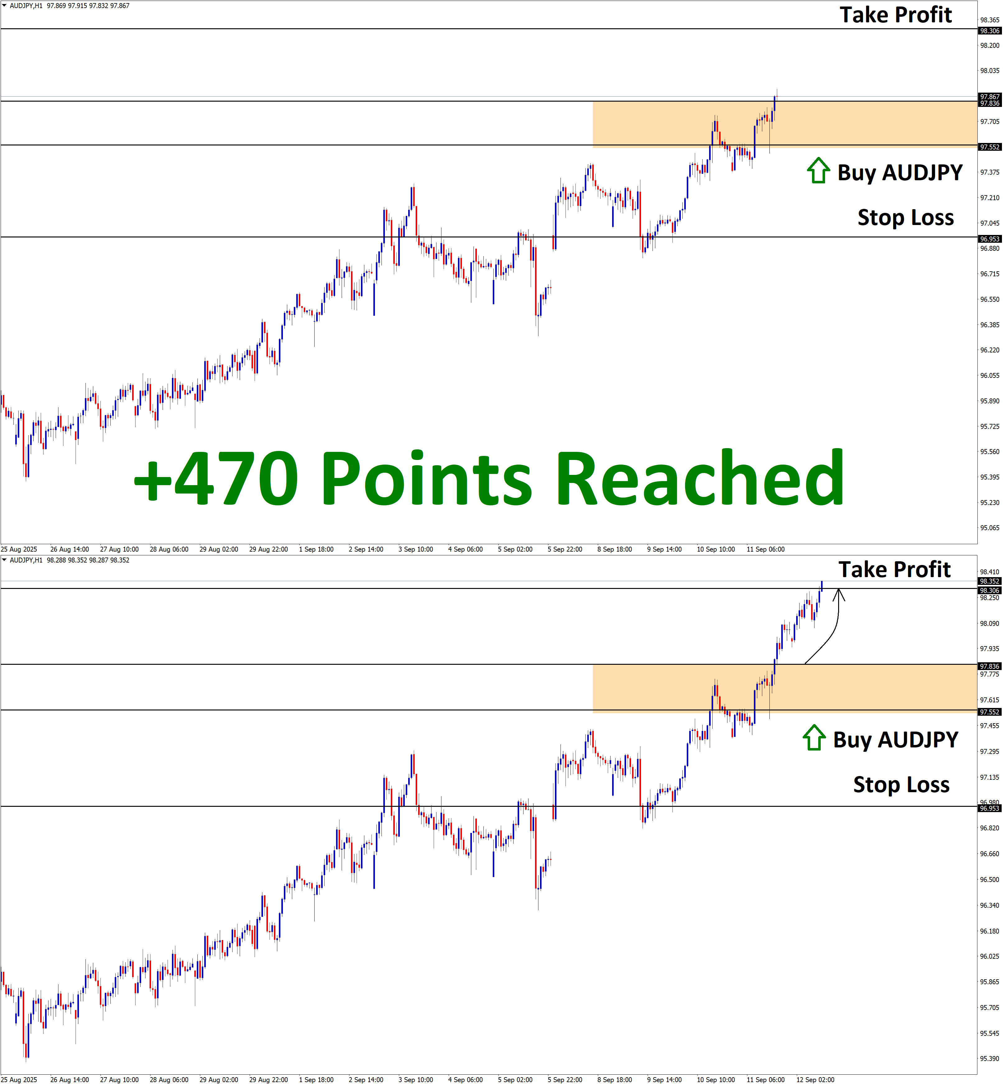 AUDJPY Sep'11 T1 Sep'12 +470 Points